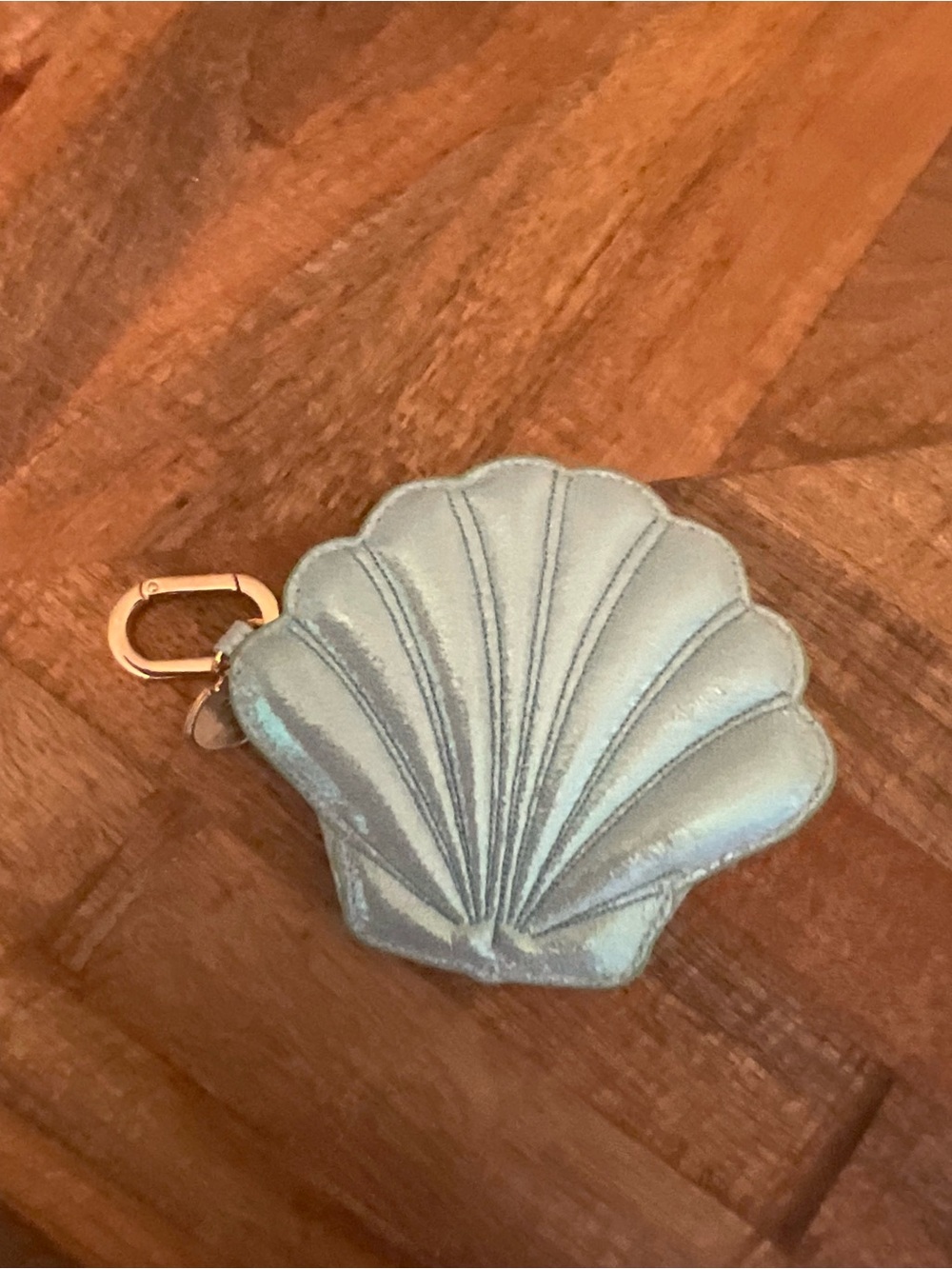 Disney Ariel Bath & Body Works Iridescent Light Blue Shell Key Pouch